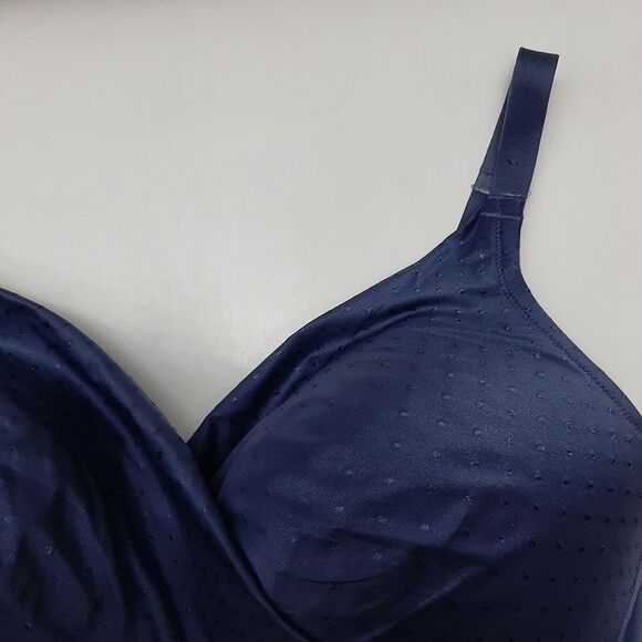 DEESSE Satin Lounge Bra Embroidered Dot Blue Sz 40 G - Picture 5 of 15